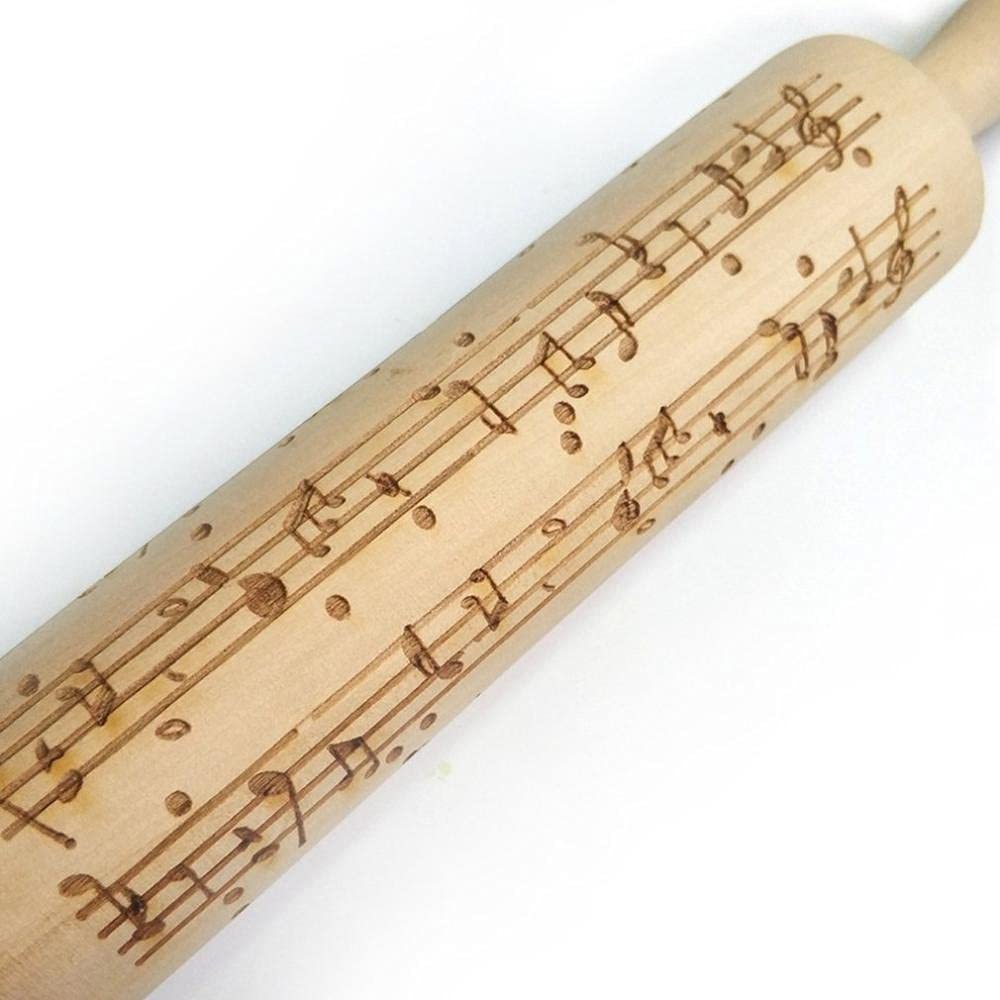 Nudelholz, 2pc Rolling Pins Pin Musical Notes Holz Präge Werkzeug