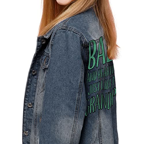 Bald and Beautiful Kids' Denim Jacket - Phrase Jean Jacket - Print Denim Jacket for Kids2