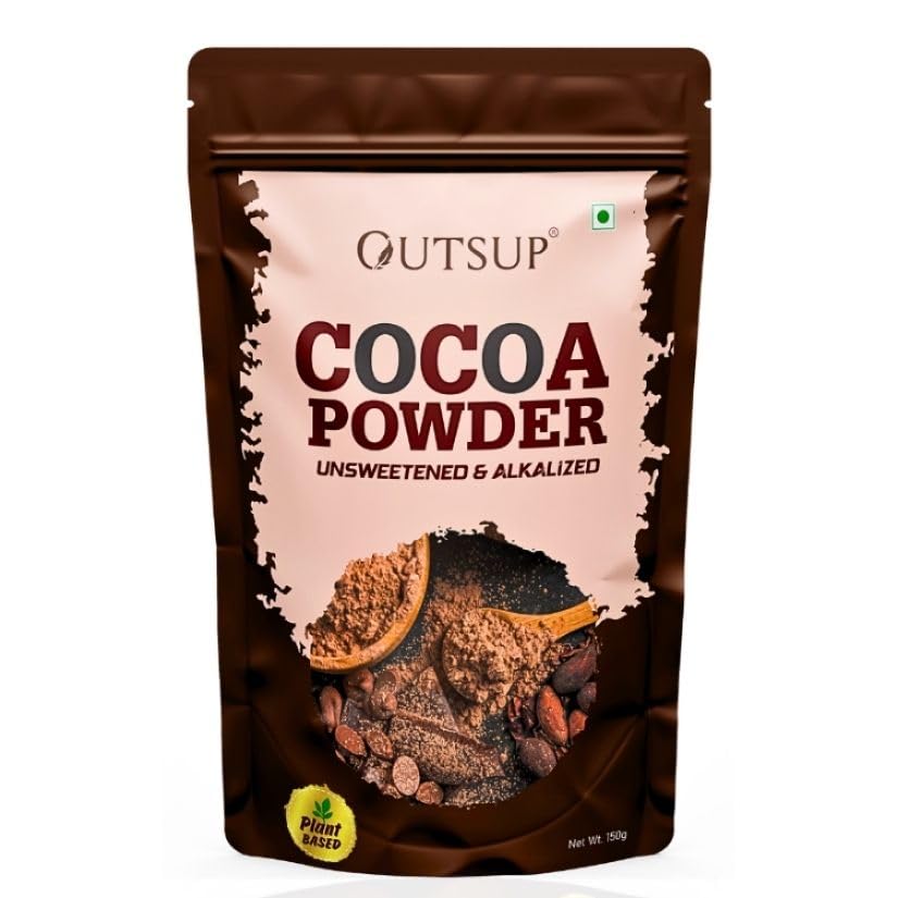 Image of Outsup Cocoa Powder | 21.5g Protein | Coco Powder for Cake | Cocoa powder without Sugar Perfect for Cake, Baking, Hot Chocolate, Milkshakes - 150gm