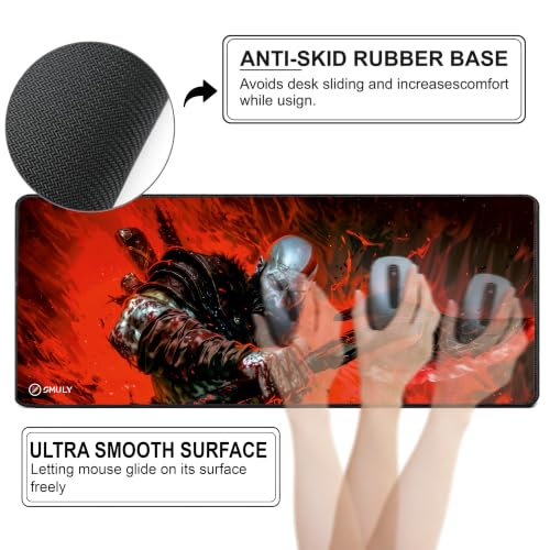 Image of Action Warrior Theme Mouse Pad 12x32 Inch 3mm Extended Gaming Desk Mat with Anti-Slip Rubber Base Mousepad for Smooth Surface Desk pad for PC & Laptop Use Waterproof & Stiched (Multicolour)