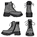 Wavyvigs Black Rhinestone Combat Boots Platform Chunky Heel Lace Up Sparkle Ankle Boots Side Zipper Grey US 8