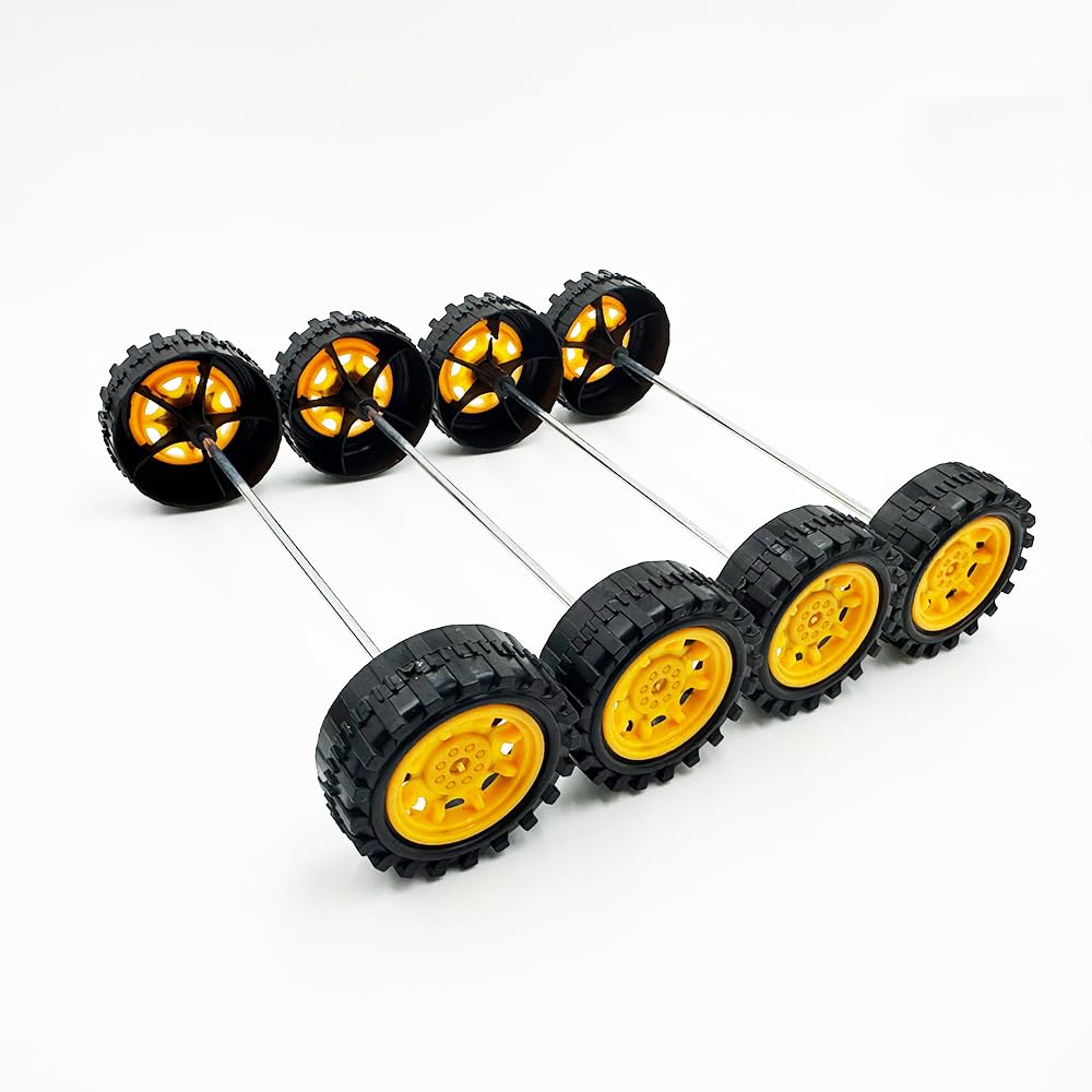 20PCS Toy Car Wheels 34mm Model Car Plastic Wheels with 10PCS Shaft Round Rod Axles for RC Car Truck Robot DIY Model Toy Parts (2x12x34mm)