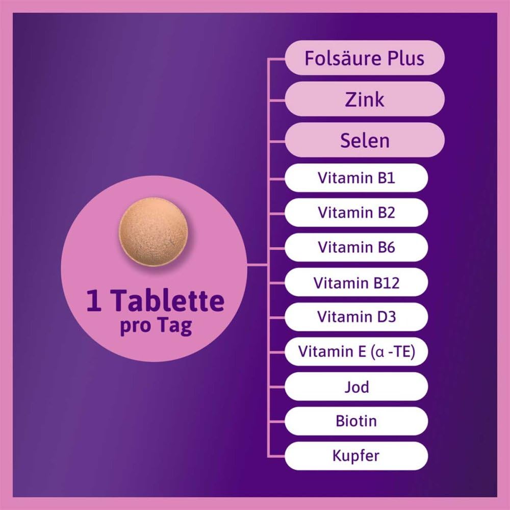 Femibion 0 BabyPlanung, Tägliches Nahrungsergänzungsmittel während der Babyplanung vor der Schwangerschaft, Mit Folsäure, Metafolin, 12-Wochen-Packung, 84 Tabletten