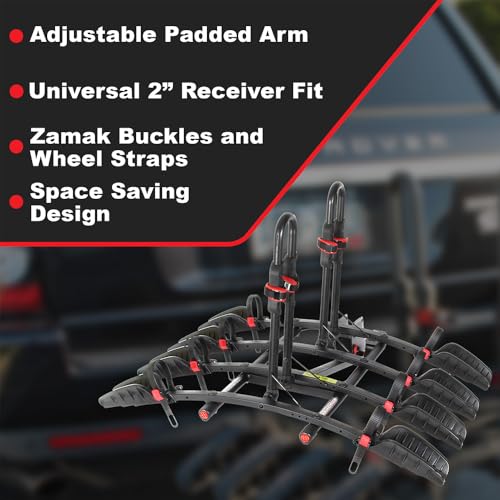 Image of TRIMAX RMBR4 Road-MAX 4 Bike Hitch Rack, Foldable, 2 inch Receiver