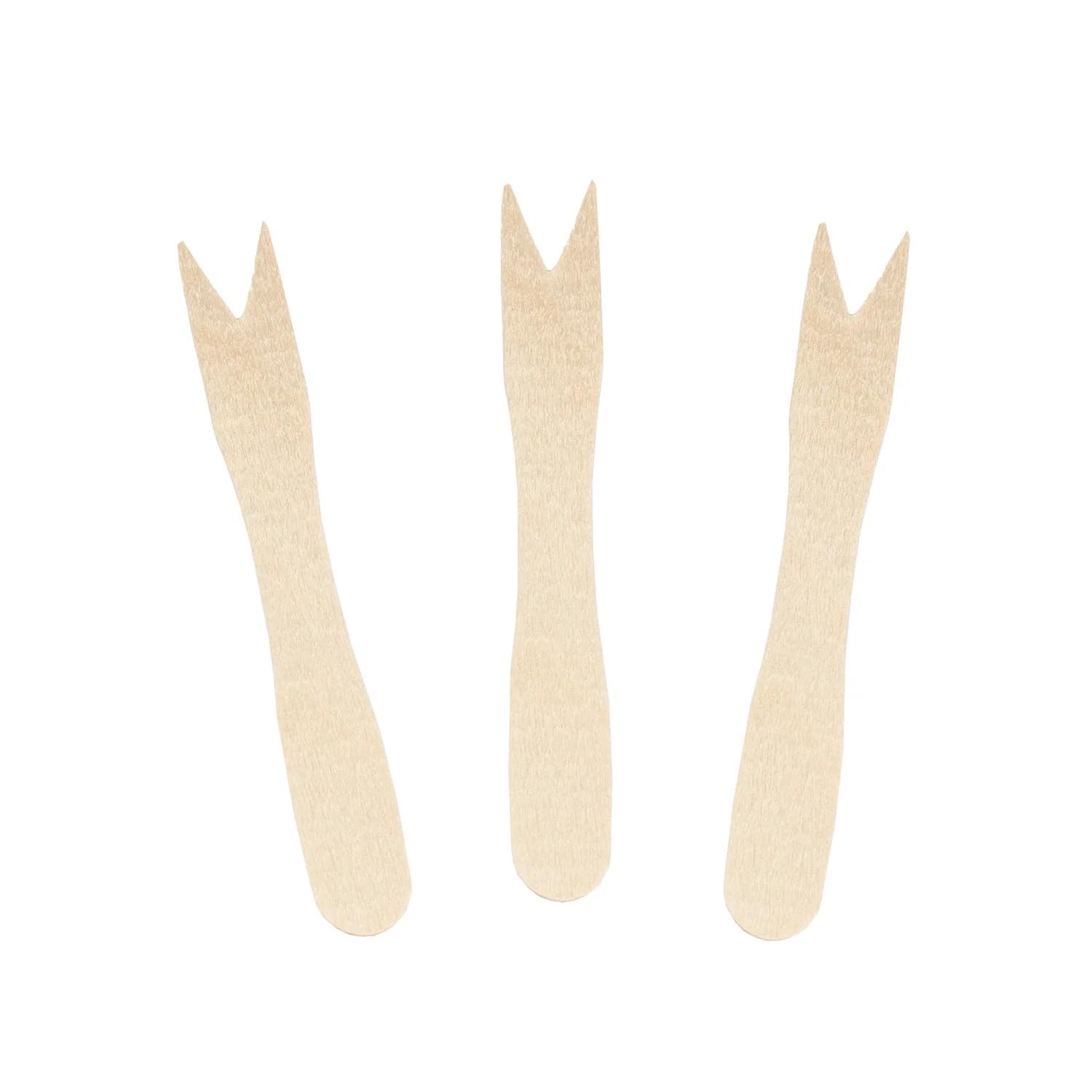 Mini Fourchettes en Bois - 85 mm - Idéal pour frites, snacks et amuse-bouches (10000)