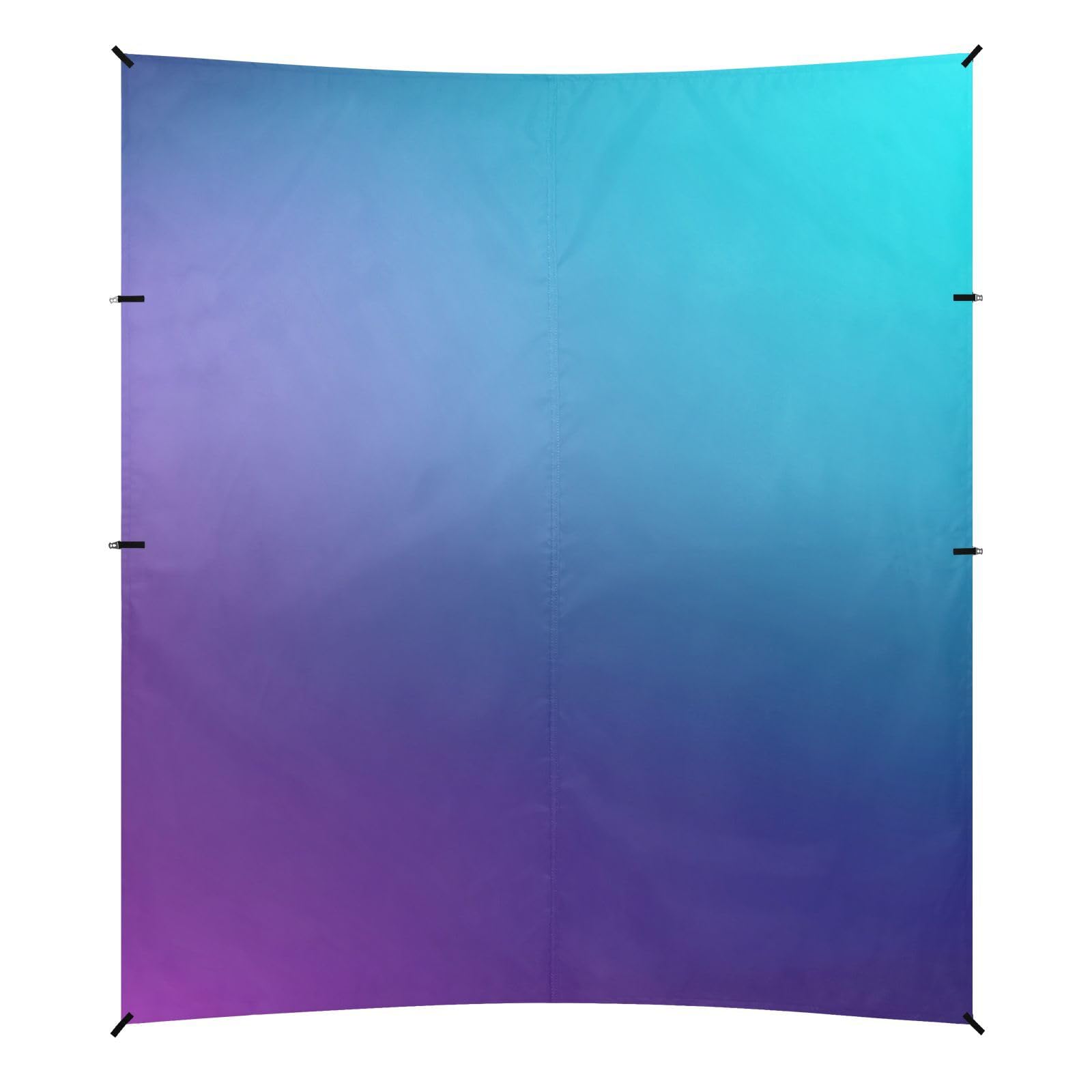 Blurred Teal Purple Blue Foldable Beach Tent UPF50+ Lightweight Sun Shade with Sturdy Poles, Sandbags and Shovel for Camping, Fishing, Backyard Fun
