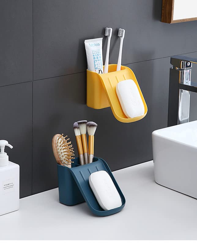 MosQuick® Pack of 2 Soap Dish and Brush Holder Toothbrush Holders for Bathroom soap Holder Makeup Brush Holder Bathroom Organiser Wall Mount Phone Holder for Kitchen Bathroom (Random Colour) (B0C4YDTFS1) Amazon Price History, Amazon Price Tracker