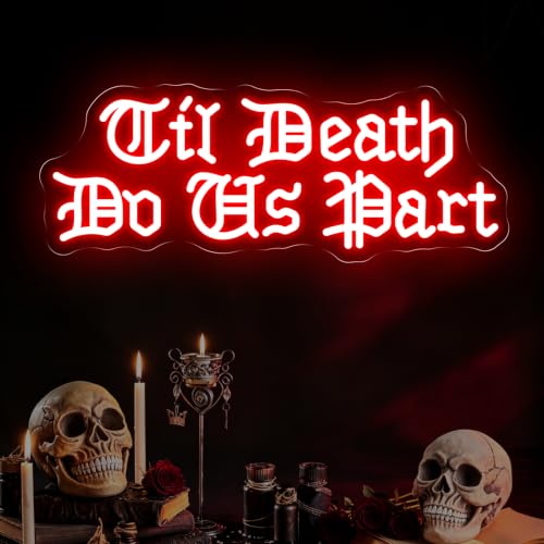 Image of Till Death Do Us Part Neon Sign, Dark Romance LED Light, Gothic Lover Gift