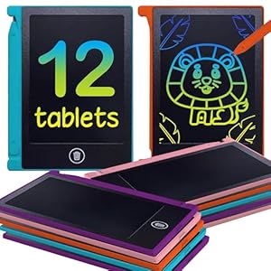Party Favor Mini LCD Writing Tablet for Kids, 12 Pack – 4.5 Inch Mini Drawing Board. Fun and Educational for Kids That Sketch and Doodle. Perfect Goodie Bag and Gift Bag Filler, School Prize Or Gift