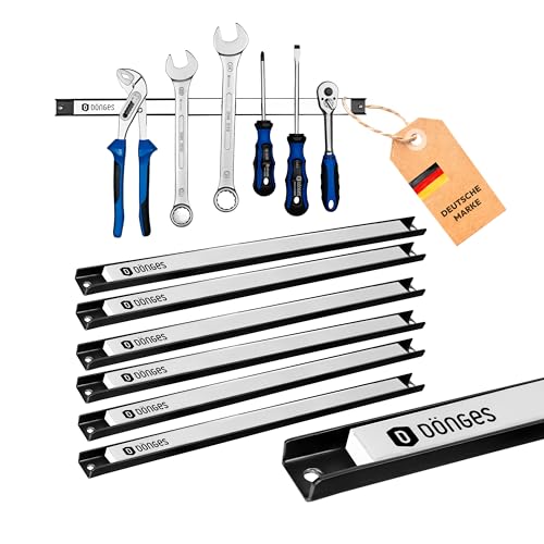 Dönges Magnetleiste 6er Set Weiß - Werkzeughalter Wand | 46cm aus Stahl | 23kg Tragkraft | Magnetischer Werkzeug-Organizer für Werkstatt Garage Schuppen | Rostfrei inkl. Schrauben