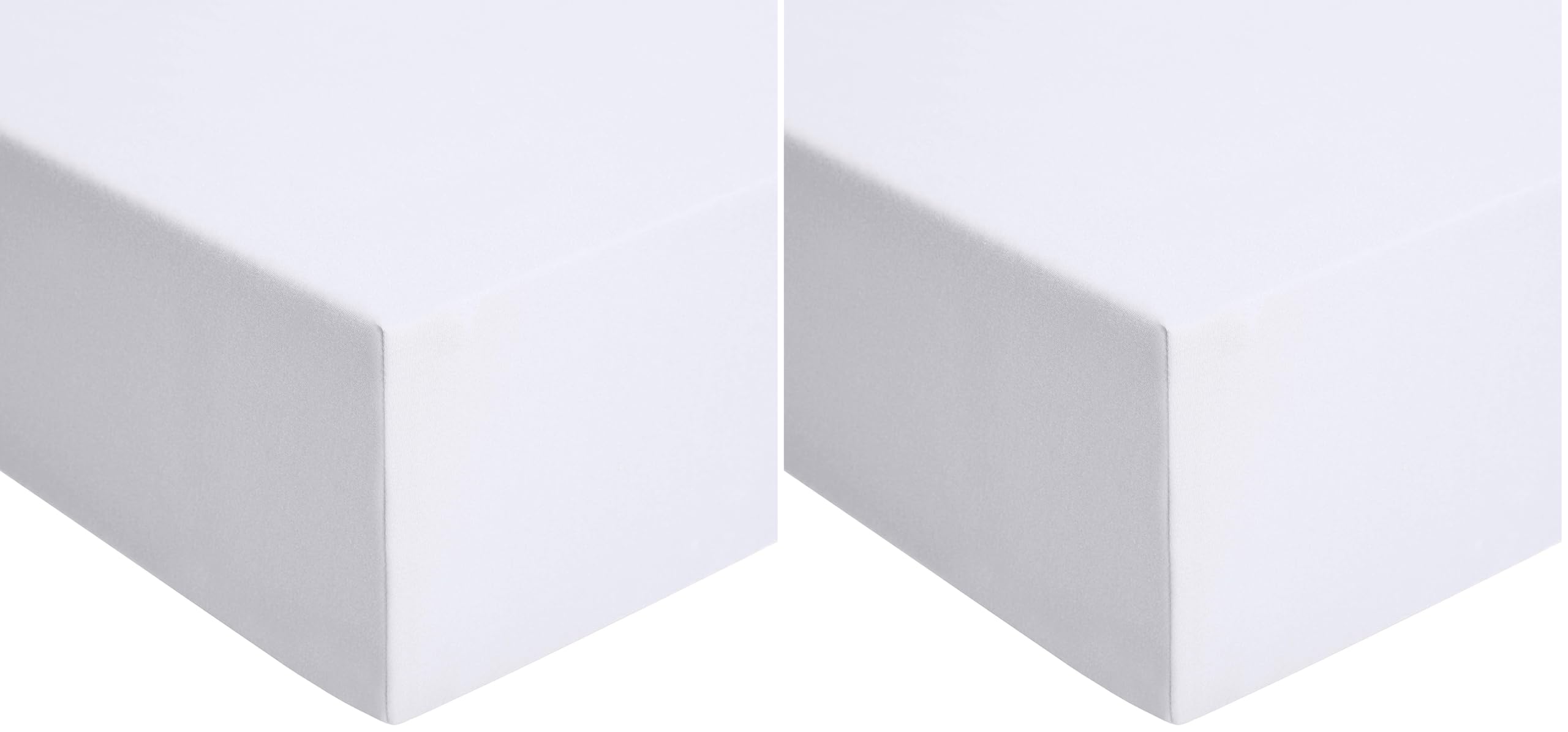 Drap-Housse en Jersey Blanc 200x200 cm (Lot de 2) pour Grand Lit Double