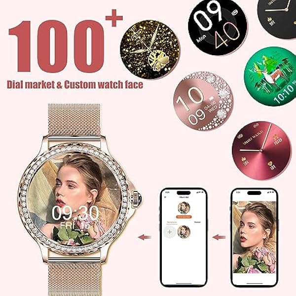 SoPrii Smartwatch Mujer, Reloj Inteligente Mujer, con Pulsómetro, Seguimiento del Menstrual, 20 Modos Deportivos, Monitor de Sueño, Control de Musica, Monitor de Salud, para Android iOS (2 Correas)