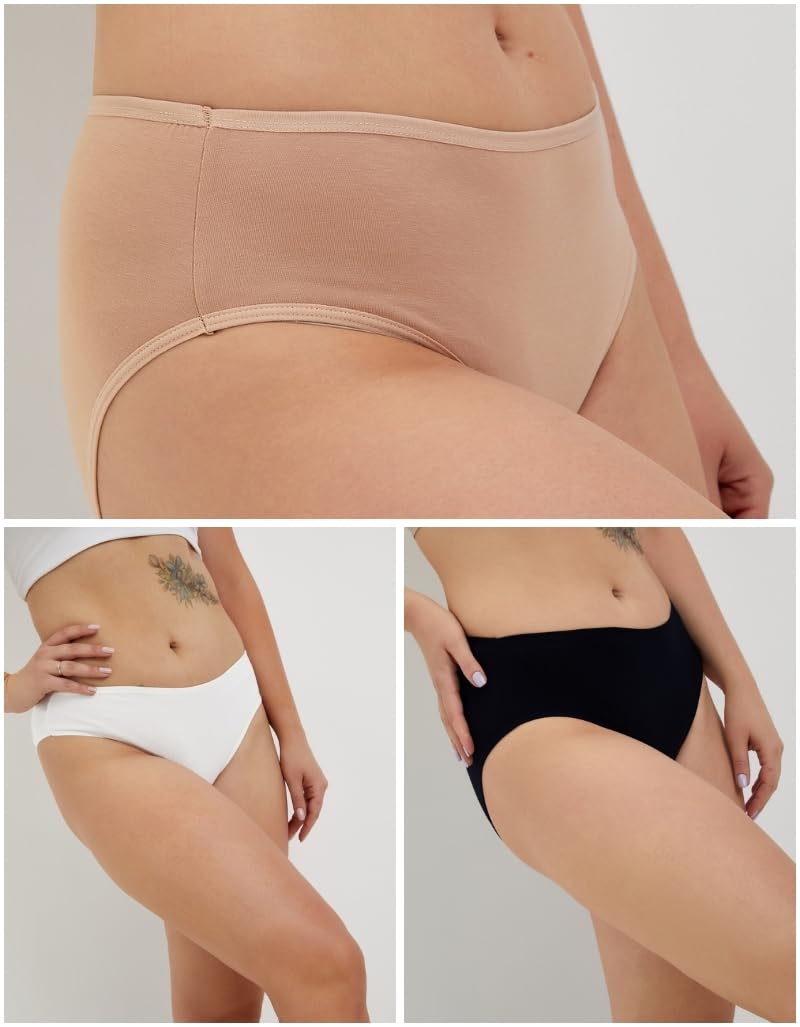 ALYA UNDERWEAR Premium Intimo, Cotone Biologico, Vita Media, Mutande Donna, Traspirante, Confortevole, Morbido Slip, Flessibile, Mutandine, Confezione Multipla (S … 3XL)