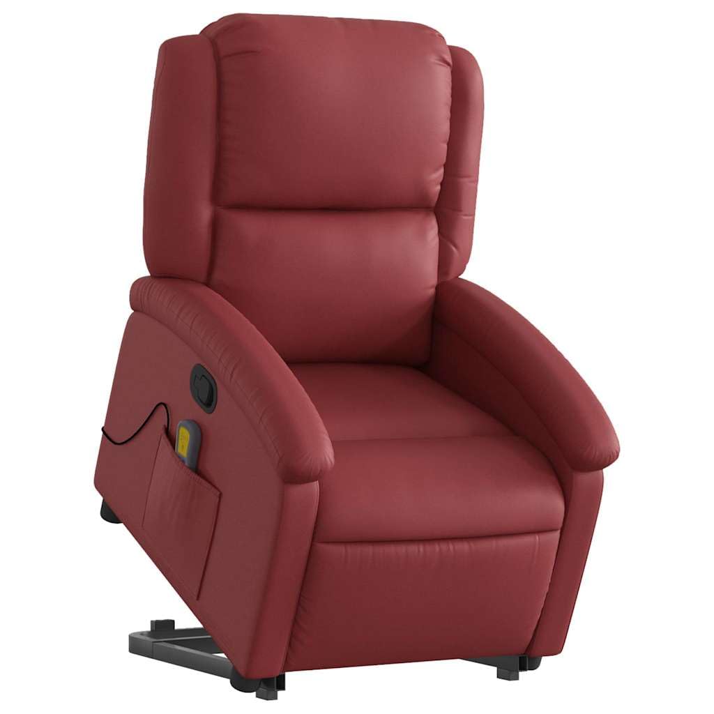 Fauteuil inclinable de massage avec dossier et repose-pied réglables rouge