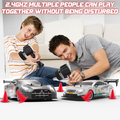 Image of 1 /16 RC Drift Car, 2.4GHz 4WD Remote Control Drift Car, 30+KM /H High Speed Drift RC Cars with LED Lights 2 Batteries and Drift Tires Race Cars for Adults Boys Kids, Dark