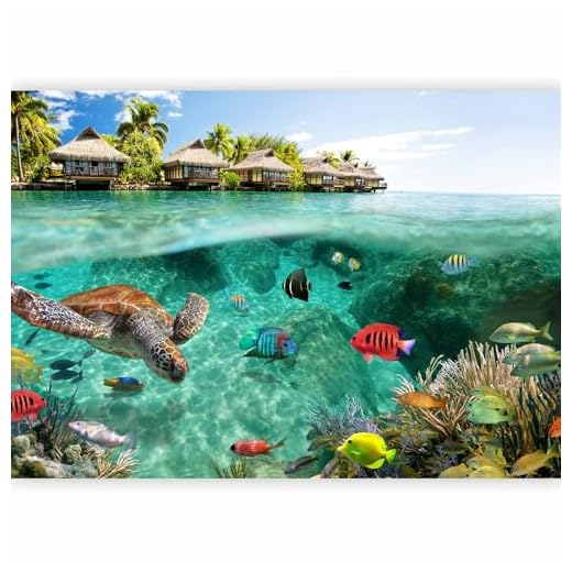 Fotomurales 100x70 cm XXL Papel pintado tejido no tejido Decoración de Pared decorativos Murales moderna de Diseno Fotográfico naturaleza paisaje mar pescado verano c-A-0027-a-a