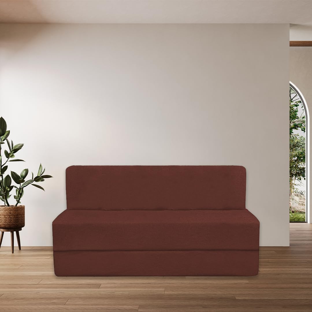 Pumpum 2 Seater Sofa Cum Bed – Convertible Folding Sleeper Couch, Space-Saving Design, Ideal for Living Room, Guest Room, or Small Apartments,Brown-image-39