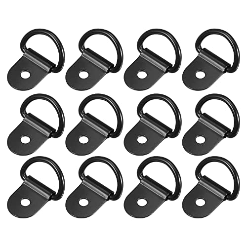 X AUTOHAUX 12pcs D Ring Tie Down Anchor 3mm Diameter D Rings Anchor Lashing Ring for Trailer Truck Boat RV ATV SUV Vehicle Cars Black