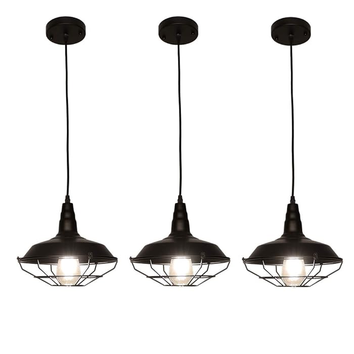 Buy LynPon Industrial Barn Pendant Light, Rustic Hanging lamp, Black