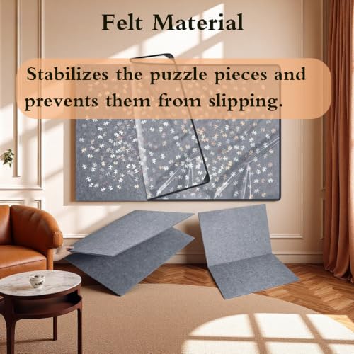 Tablero para puzzle antideslizante con base plegable de fieltro protector 3