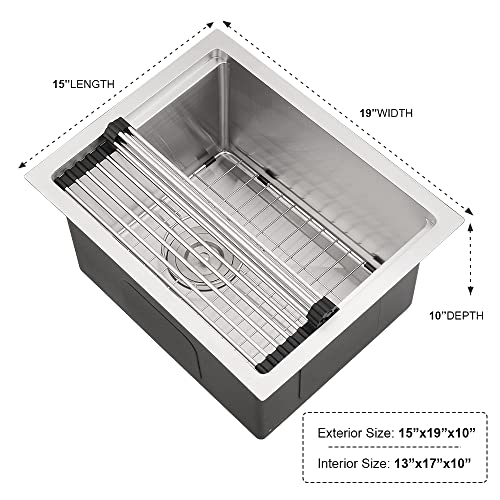 15 Inch Bar Sink Undermount Workstation Sink-Ianomla 15 X 19 Inch Small Bar Sink Rv Sink Undermount Kitchen Sink Stainless Steel Workstation Kitchen Sink 16 Gauge Single Bowl Outdoor Bar Prep Sink #TOP5