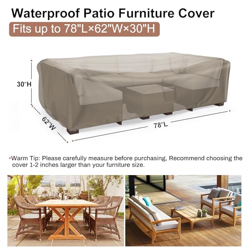 Image of Mrrihand Outdoor Patio Furniture Covers Waterproof 78 inchLx62 inchWx30 inchH Brown