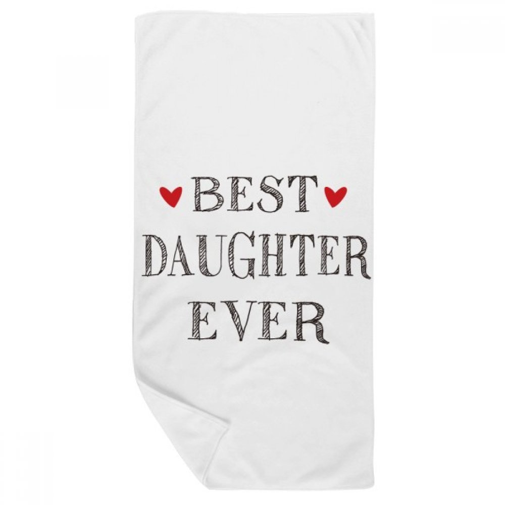 Serviette de bain Meilleur Fille - Gant de toilette multicolore motif coeur 35x70cm