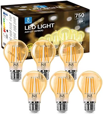 Aigostar - E27 Edison LED Bulb, 8W Equivalent to 57W, Warm White ...