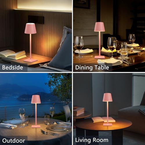 Image of Yogaret Pink Cordless Table Lamp Set of 2 for Patio Restaurant Home Dinner Dining