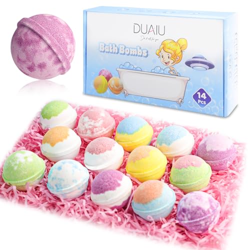 DUAIU Bombas de Baño para Mujer Set de Regalo 14 Piezas Bombas de Baño de Burbujas Perfecto para Baño de Spa Cumpleaños Día de la Madre Idea de Regalo para Ella Esposa Madre y Novia