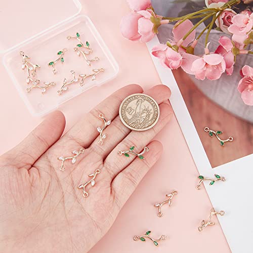 Beebeecraft 20Pcs/Box 2 Colors Leaf Connectors Charms Red&Green Cubic Zirconia Tree Branch Links with Double Loops for Bracelet Earring Necklace Jewellery Making - Image 3