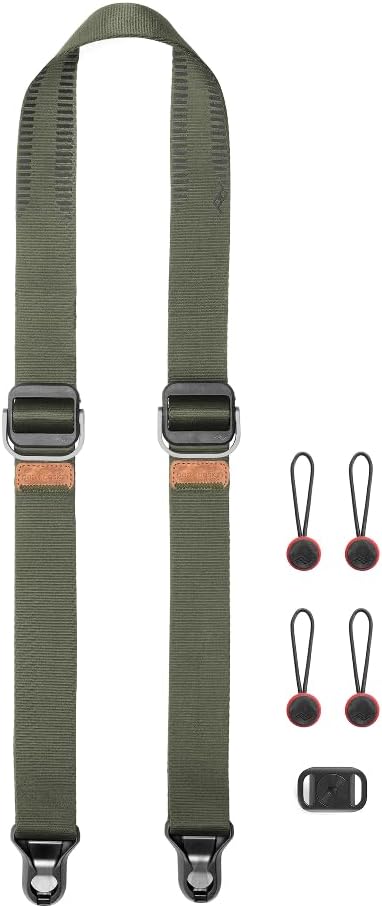 Peak Design Slide Lite Camera Strap, Sage, Configurable as a Sling, Neck or Shoulder Strap, Quick Release and Connection, Smooth and Grippy Side, Camera Straps for Photographers, 200 lb Capacity