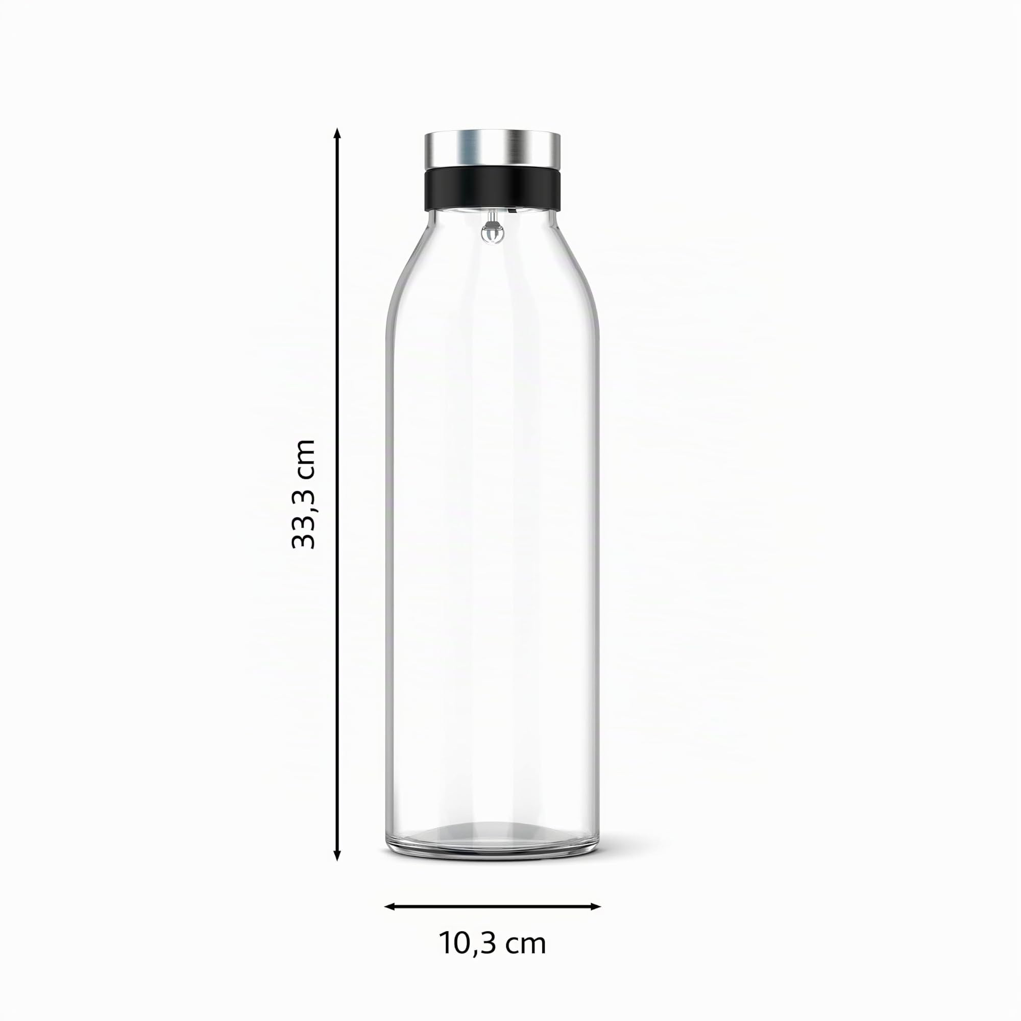Emsa Flow Bottle Karaffe 1,3 l, Glas/Edelstahl, Einsteckdeckel mit automatischer Öffnung, tropffreier Ausgießer, passend für alle Standard-Kühlschranktüren, N4160600