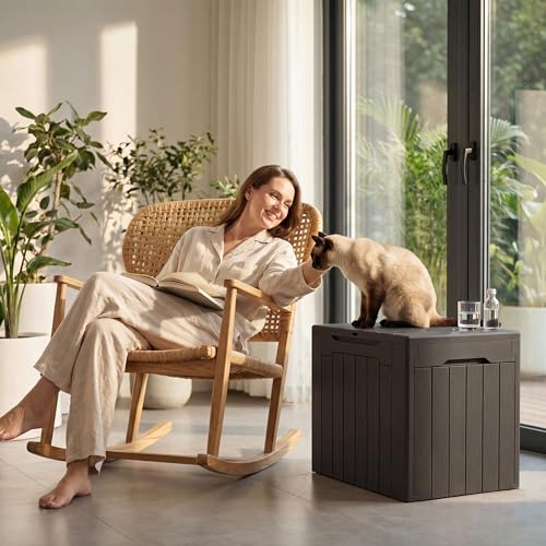 Image of Devoko 29 Gallon Deck Box, Waterproof Resin Outdoor Storage Box