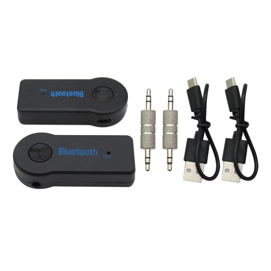 USonline911 2pcs Universal Bluetooth Audio Receiver 3.5mm AUX Audio Stereo Music Home Car Adapter for Laptop and PC with Bluetooth 2.1 and Above
