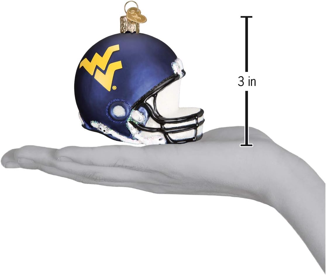 Old World Christmas Ornaments: West Virginia University Glass Blown Ornaments for Christmas Tree, Helmet