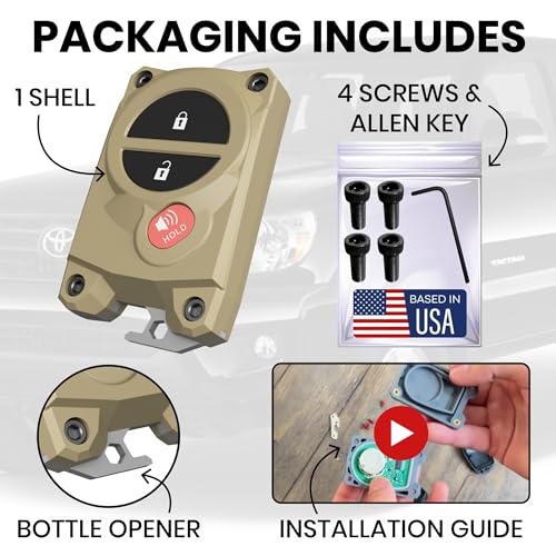 Image of for Toyota Key Fob Cover with Built-in Bottle Opener - Rugged Protective Shell for Tundra (2007-2017) & Tacoma (2005-2015) - Enhanced Grip & Durability - Key Fob Replacement Shell - Custom Colors