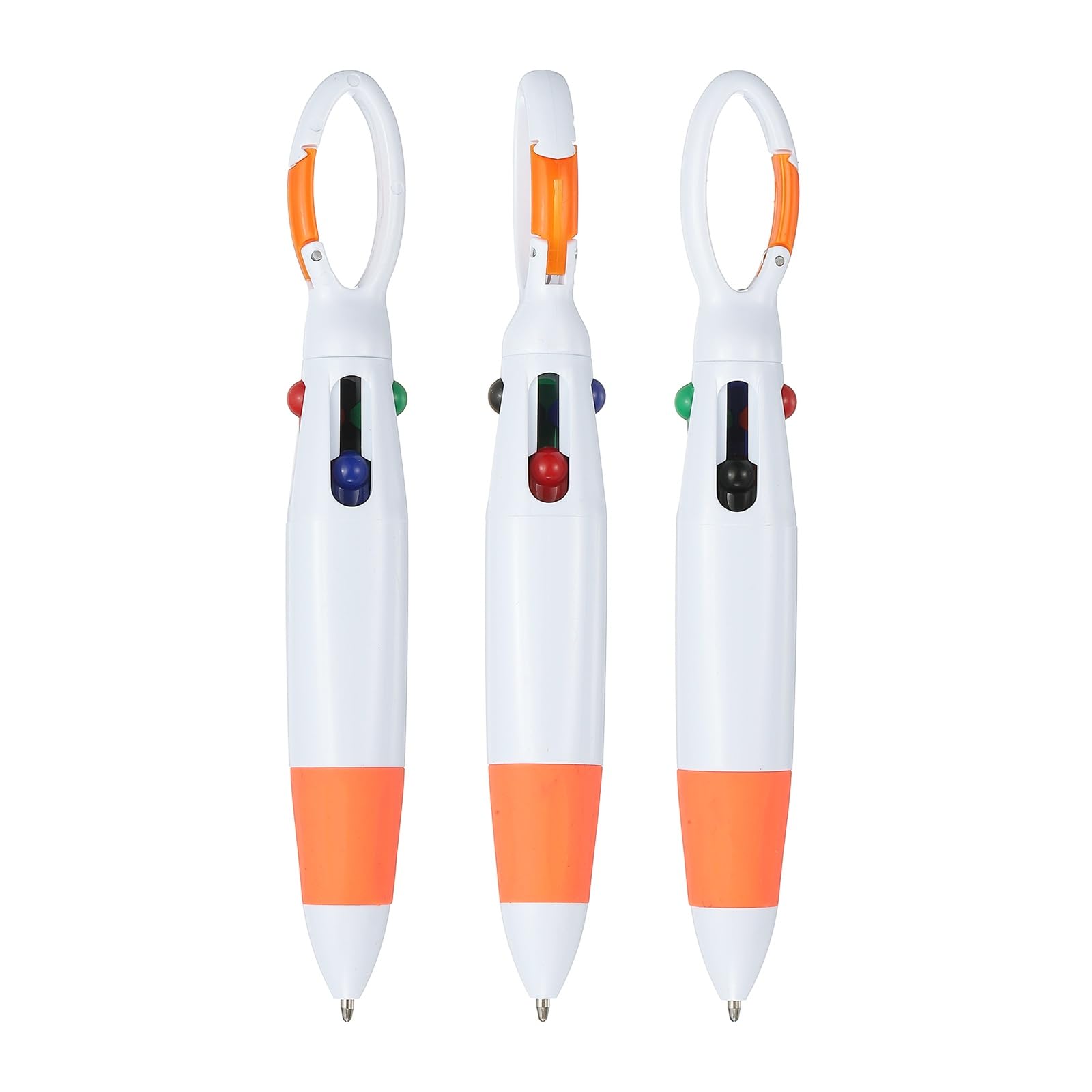 PATIKIL Retractable Shuttle Pens with Buckle Clip, 3Pcs 1.0mm 4 Colors Retractable Ballpoint Pens Keychain for Office Supplies Children Gift, Orange