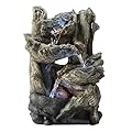 Alpine Corporation | 14"H Indoor Tiered Log Tabletop Fountain with LED Lights — Cascading Waterfall Design Creates Relaxing Ambiance for Home & Office Décor