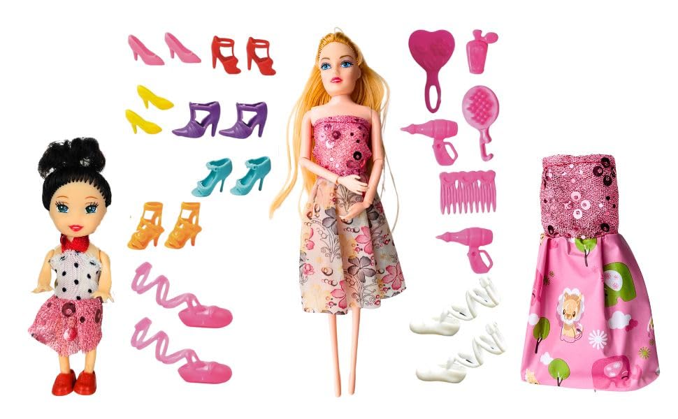 BKDT Marketing Beautiful Moveable Arms & Legs Doll Toy for Girls with Dress and Fashion Accessories (Fashion Doll Els)