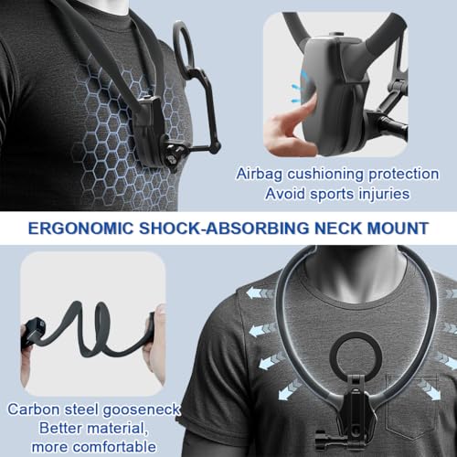 Image of ZORBES 2-in-1 Magnetic Neck Phone Mount, Adjustable Chest Harness POV Camera Holder for Hands-Free Vlogging with Strong Magnetic Grip Compatible with Filming, Cooking, Sports and Live Streaming