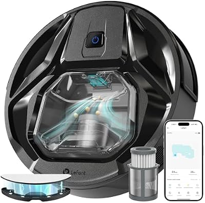 LEFANT M320 Robot Aspirador y Fregasuelos 3 en 1, 6000Pa, Navegación de Precisión, Contenedor de Polvo Visible 800ML, 210 Minutos, WiFi/App, Ideal para Pelo de Mascota, Alfombras y más, Negro