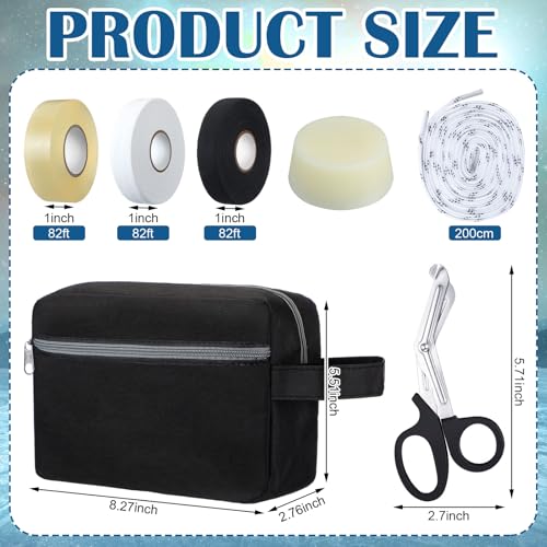 Realspring Hockey Tape Loaded Accessory Bag with Hockey Accessories, 3 Rolls of Tapes, Tape Scissor, Stick Wax, Skate Laces Essentials Gifts