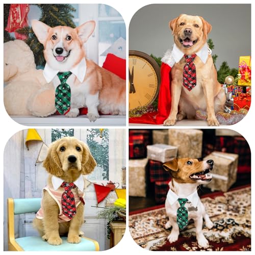 GEEHUA 2 Stück Fliege für Hunde und Katzen, Verstellbares 28-36CM Weihnachtsfliege für Katzen und Hunde Weihnachts Katzenhalsband Fliege mit Hemdkragen Kätzchen Welpen