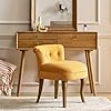 Hulala home velvet vanity stool with low back modern vanity chair with solid wood legs small upholstered makeup chair home decor for bedroom living room dressing tablewomen girlsmustard  urban country home decor