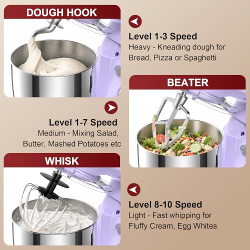 Image of Honinst 4QT Electric Stand Mixer, 10-Speed Tilt-Head Compact Kitchen Mixer