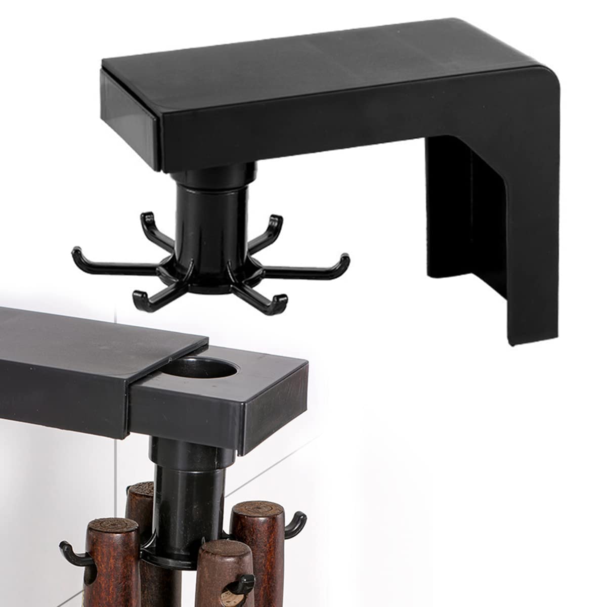 IBAMAKitchen Hook Multi-Purpose Hooks 360 Degrees Rotated Rotatable Rack For Organizer and Storage Spoon Hanger Accessories (Black)