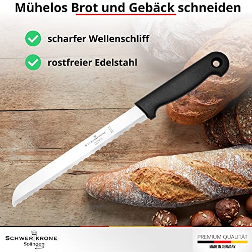 Schwertkrone Solingen Broodmes met gekartelde rand, roestvrij staal, 19 cm lemmet, vaatwasmachinebestendig, Made in Germany, voor brood en broodjes - Image 5