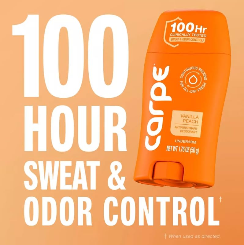 Carpe Women's 100HR Sweat & Odor Control Antiperspirant Deodorant - Vanilla Peach - 1.76oz