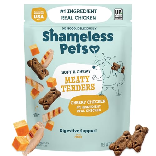 Shameless Pets Soft Dog Treats Cheeky Chicken Meaty Tenders Soft & Chewy Treats for Dogs Real Chicken 1st Ingredient Grain Free Healthy Treats for Small Medium & Large Dogs 8oz